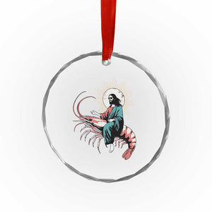 Funny Christian Prawn Crystal Glass Ornament Retro Jesus Riding A Shrimp Meme TS11 Print Your Wear