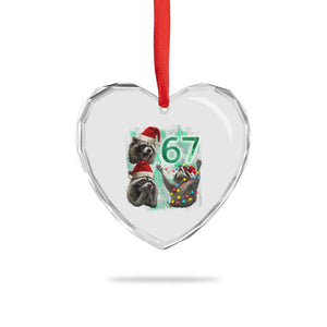 Funny Christmas 67 Meme Racoon Heart Crystal Glass Ornament Howling at The Moon TS10 Print Your Wear