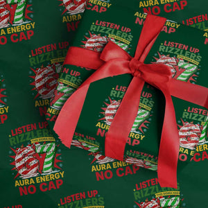 Funny Christmas 67 Meme Wrapping Paper Roll Listen Up Rizzlers This Sigma Has 67 Aura Energy No Cap TS11 Green Print Your Wear