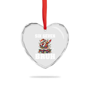 Funny Christmas 67 Six Seven Bruh Heart Crystal Glass Ornament Dabbing Santa TS11 Print Your Wear