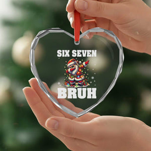 Funny Christmas 67 Six Seven Bruh Heart Crystal Glass Ornament Dabbing Santa TS11 Print Your Wear