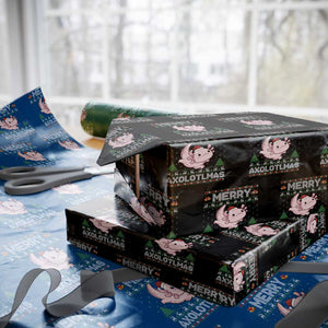 Funny Christmas Axolotl Wrapping Paper Roll Merry Axolotlmas Xmas Salamander TS11 Black Print Your Wear