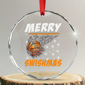 Funny Christmas Basketball Crystal Glass Ornament Merry Swishmas Xmas Swish Technique TS11 Transparent Glass 3'' Circle Print Your Wear