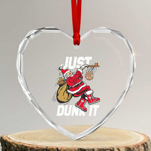 Funny Christmas Basketball Heart Crystal Glass Ornament Just Dunk It Xmas Santa Sport TS11 Transparent Glass 3'' Heart Print Your Wear