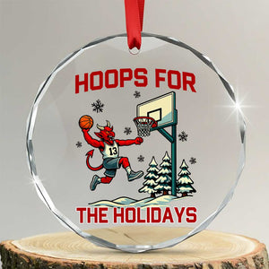 Funny Christmas Basketball Jersey Devil Crystal Glass Ornament Hoops For The Holidays TS12 Transparent Glass 3'' Circle Print Your Wear