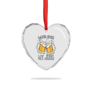 Funny Christmas Beers Couple Heart Crystal Glass Ornament Santa Loves My Jugs Beers Drinker TS11 Print Your Wear