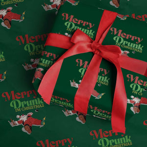 Funny Christmas Beers Wrapping Paper Roll Merry Drunk I'm Christmas Santa TS11 Green Print Your Wear
