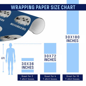 Funny Christmas Beers Wrapping Paper Roll Reinbeers Santa Sleigh Moon TS11 Print Your Wear