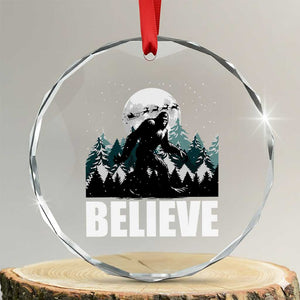 Funny Christmas Bigfoot Crystal Glass Ornament Believe Santa Sasquatch Snow TS11 Transparent Glass 3'' Circle Print Your Wear