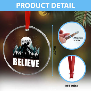 Funny Christmas Bigfoot Crystal Glass Ornament Believe Santa Sasquatch Snow TS11 Print Your Wear