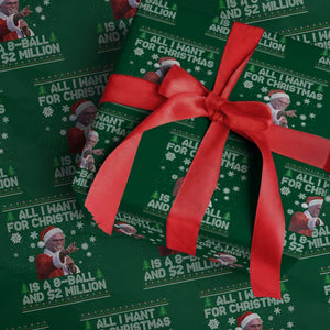 Funny Christmas Billy Meme Wrapping Paper Roll A 8 Ball and 2 Million Dollars Baby Uncle in Santa Suit TS02 Green Print Your Wear