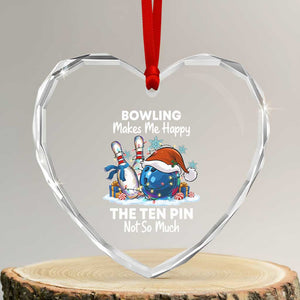 Funny Christmas Bowling Heart Crystal Glass Ornament Bowling Makes Me Happy The Ten Pin Not So Much TS11 Transparent Glass 3'' Heart Print Your Wear