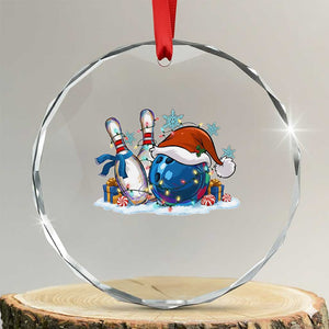 Funny Christmas Bowling Santa Hat Xmas Bowler Crystal Glass Ornament TS11 Transparent Glass 3'' Circle Print Your Wear