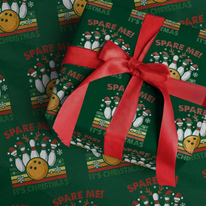 Funny Christmas Bowling Wrapping Paper Roll Spare Me Its Xmas Festive Holiday TS11 Green Print Your Wear