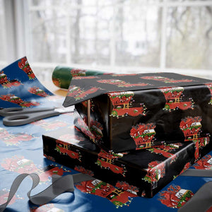 Funny Christmas Cajun Wrapping Paper Roll Triple Heaux Santa Louisiana Map Crawfish TS11 Black Print Your Wear