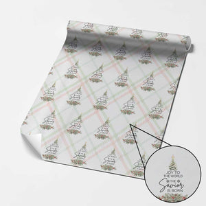 Funny Christmas Christian Faith Wrapping Paper Roll Joy To The World The Savior Is Born Xmas Tree TS11 Christmas Plaid Print Your Wear