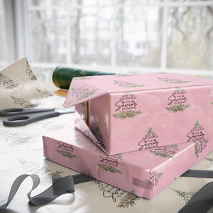 Funny Christmas Christian Faith Wrapping Paper Roll Joy To The World The Savior Is Born Xmas Tree TS11 Light Pink Print Your Wear