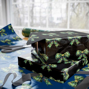 Funny Christmas Coquette Wrapping Paper Roll Green Xmas Tree Bow TS11 Black Print Your Wear