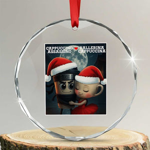 Funny Christmas Couple Crystal Glass Ornament Italian Brainrot Meme TS14 Transparent Glass 3'' Circle Print Your Wear
