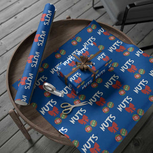Funny Christmas Couple Wrapping Paper Roll Chest Nuts Baubles TS11 Blue Print Your Wear