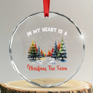 Funny Christmas Crystal Glass Ornament In My Heart Is A Xmas Tree Farm Retro Vintage Clothing TS02 Transparent Glass 3'' Circle Print Your Wear