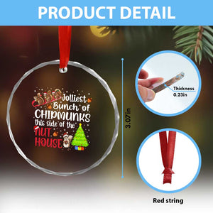 Funny Christmas Crystal Glass Ornament Jolliest Bunch Of Chipmunks This Side Of The Nut House TS10 Print Your Wear
