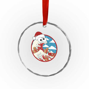 Funny Christmas Crystal Glass Ornament Santa Tsunami Is Eating Ginger Bread Xmas TS11 Print Your Wear