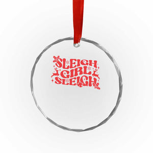 Funny Christmas Crystal Glass Ornament Sleigh Girl Sleigh Reindeer TS11 Print Your Wear