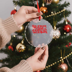 Funny Christmas Crystal Glass Ornament Sleigh Girl Sleigh Reindeer TS11 Print Your Wear