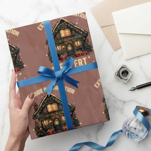 Funny Christmas Wrapping Paper Roll Exterior Illumination Expert Xmas Lights Home Decor TS02 Mocha Print Your Wear
