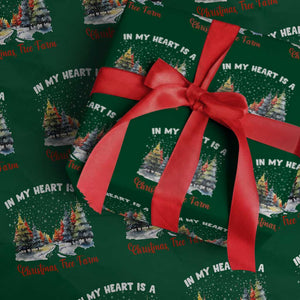 Funny Christmas Wrapping Paper Roll In My Heart Is A Xmas Tree Farm Retro Vintage Clothing TS02 Green Print Your Wear