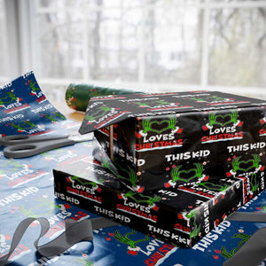 Funny Christmas Wrapping Paper Roll This Kid Loves Xmas Skeleton Heart TS02 Black Print Your Wear