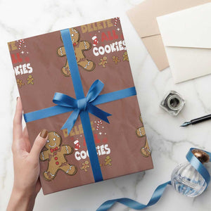 Funny Christmas Delete All Cookies Wrapping Paper Roll Xmas Gingerbread TS11 Mocha Print Your Wear