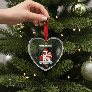 Funny Christmas Diddy Heart Crystal Glass Ornament He Sees You When Youre Sleeping Dirty Ugly Xmas TS10 Print Your Wear
