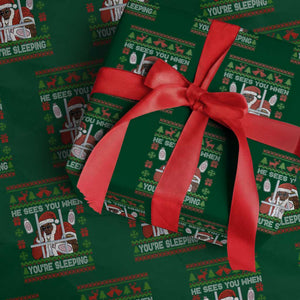 Funny Christmas Diddy Wrapping Paper Roll Diddy Sees You When Youre Sleeping Dirty Ugly Xmas TS10 Green Print Your Wear
