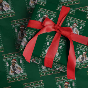 Funny Christmas Diddy Wrapping Paper Roll Diddy Sees You When Youre Sleeping Ugly Xmas TS10 Green Print Your Wear