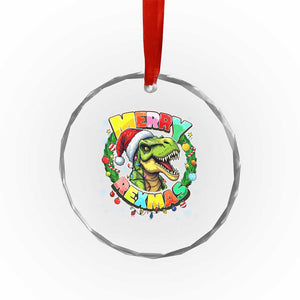 Funny Christmas Dinosaur Crystal Glass Ornament Merry Rexmas Dino Xmas Wreath TS11 Print Your Wear