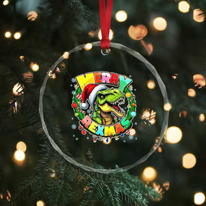 Funny Christmas Dinosaur Crystal Glass Ornament Merry Rexmas Dino Xmas Wreath TS11 Print Your Wear