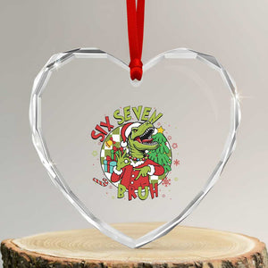 Funny Christmas Dinosaur Lover Gift Heart Crystal Glass Ornament Trending Six Seven Bruh TS12 Transparent Glass 3'' Heart Print Your Wear