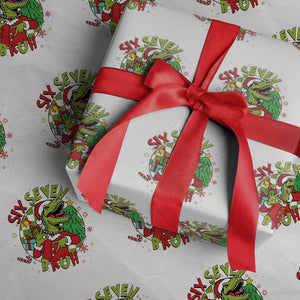 Funny Christmas Dinosaur Lover Gift Wrapping Paper Roll Trending Six Seven Bruh TS12 White Print Your Wear