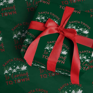 Funny Christmas Dirt Bike Wrapping Paper Roll Santa Cross Is Coming To Town Motorcross TS11 Green Print Your Wear
