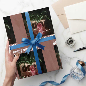 Funny Christmas Dont Put Lights On A Palm Tree Wrapping Paper Roll Xmas Lights Palm Tree Meme TS11 Mocha Print Your Wear