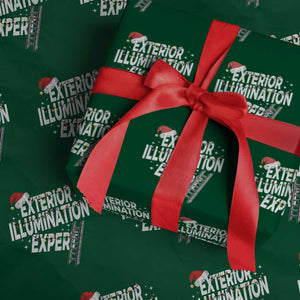 Funny Christmas Exterior Illumination Expert Wrapping Paper Roll Xmas Lights Decorator TS11 Green Print Your Wear