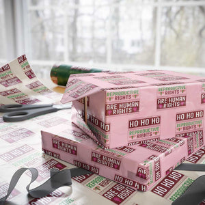 Funny Christmas Feminist Gift Wrapping Paper Roll Reproductive Rights Are Human Rights TS12 Light Pink Print Your Wear