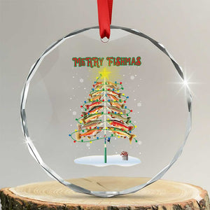 Funny Christmas Fishing Crystal Glass Ornament Merry Fishmas Fish Xmas Tree Star TS11 Transparent Glass 3'' Circle Print Your Wear