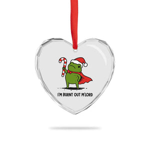 Funny Christmas Frog Knight Heart Crystal Glass Ornament I Am Burnt Out M Lord Medieval Meme Candy Cane TS11 Print Your Wear