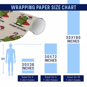 Funny Christmas Frog Knight Wrapping Paper Roll I Am Burnt Out M Lord Medieval Meme Candy Cane TS11 Print Your Wear