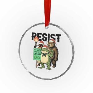 Funny Christmas Frogs Together Strong Crystal Glass Ornament Portland Resist Meme Gift TS12 Print Your Wear