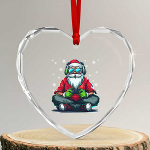 Funny Christmas Gamer Santa Claus Game Controller Heart Crystal Glass Ornament TS11 Transparent Glass 3'' Heart Print Your Wear