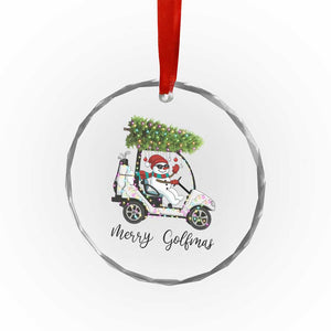 Funny Christmas Golf Crystal Glass Ornament Snowman Driving Golf Cart Merry Golfmas TS12 Print Your Wear